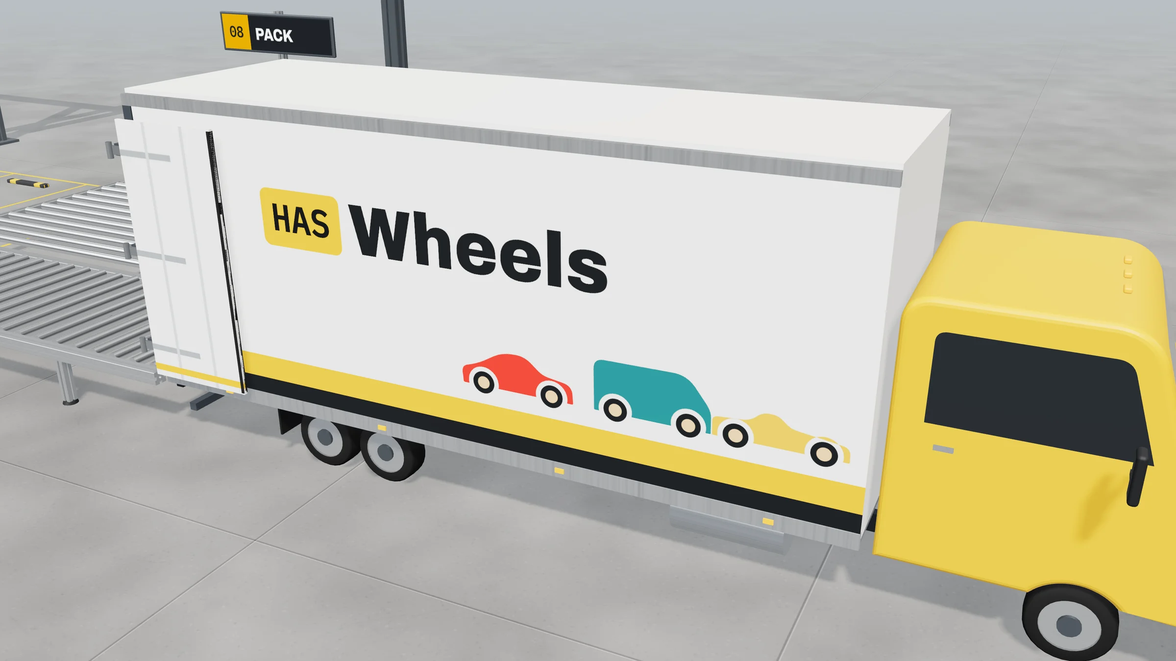 The HAS Wheels delivery truck at the end of the line